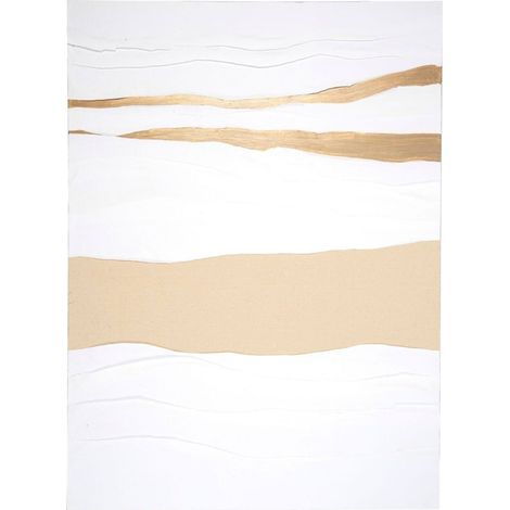 Toile abstraite multicolore style dune en tissu élégant - Blanc sable et doré élégant