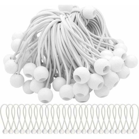 Packung mit 50 elastischen Spannern inklusive Gummikugeln für Festzelte, Zelte, Banner und Planen. – Crezuo