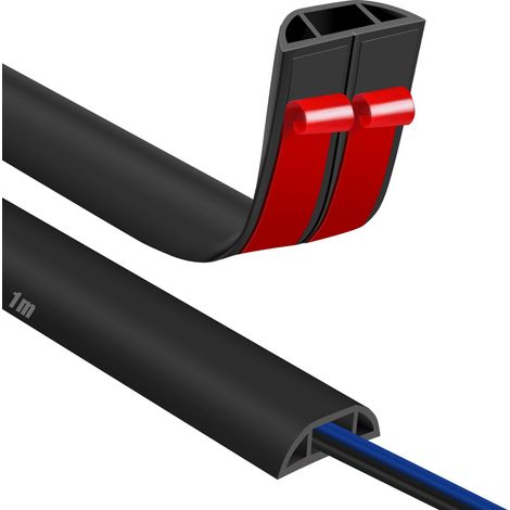 Passe Cable Sol Cache Fil Électrique Sol Auto-Adhésif 1M Petit Canal de câble Flexible pour Le Bureau, Le Concert, etc. Protection des Fil électrique et Prévention des Risques de Trébuchement (1/5)