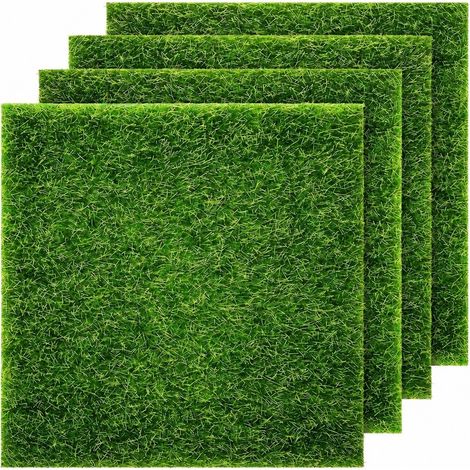 Lot de 4 tapis de gazon artificiel, décoration de jardin miniature à faire soi-même, faux gazon pour loisirs créatifs (1/5)