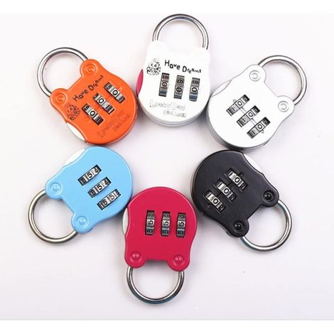 Cadenas à combinaison miniature pour bagages, cadenas à combinaison 3 chiffres, cadenas à combinaison coloré, pour salle de sport, valise, armoire, sac à dos (couleur aléatoire)