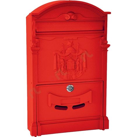 Cassetta Postale RESIDENCE per muro, cancello, portone 260x90x410 cm. + 2 chiavi – ROSSO (1/2)