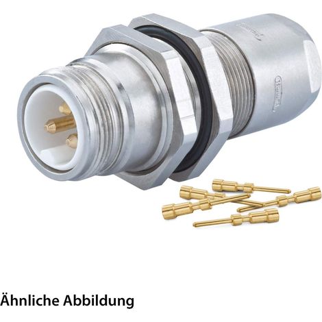 HUMMEL SET inkl. Kontakte M16 Wanddurchführung Kupplung, Crimpein. gerade Polzahl 3-pol., Stift mit Gegenmutter Hinterwand, Kabelabgang gerade, Klemmbereich 5,0mm - 9,0mm - 1 Stück