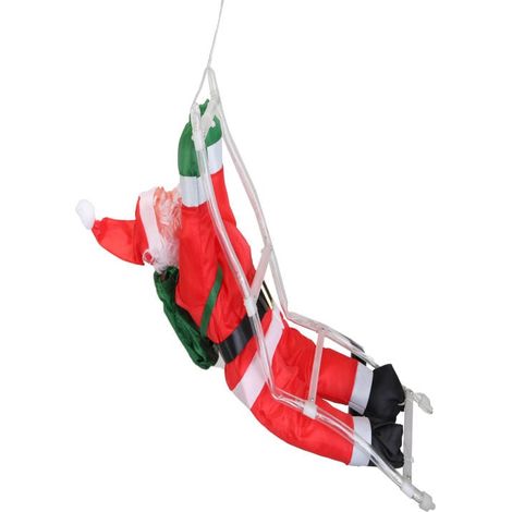 Figura luminosa di Babbo Natale su una scala con LED rosso, alimentata a rete. (1/2)