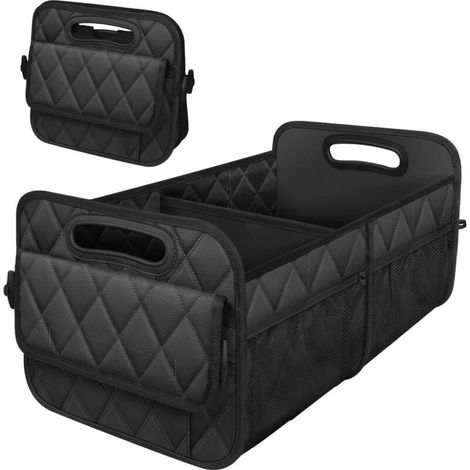 Organiseur de coffre pour SUV, rangement et rangement avec 6 poches, accessoires de voiture pour femmes/hommes, 50 L, en polyester imperméable, noir (1/4)