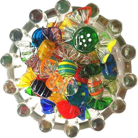 24 decorative Murano-style glass figurines, coloured, for children, in the shape of candies or sweets (Guanguan). (1/5)