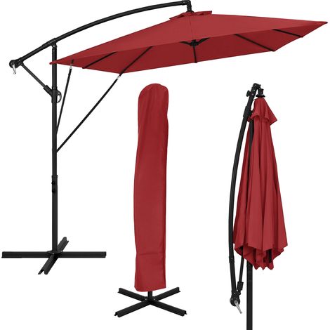 ML-Design Ampelschirm Ø 330 cm, eckig, Rot, Alu Sonnenschirm mit Kurbel, Gartenschirm UV50+ Sonnenschutz & wasserabweisend, Marktschirm 360° drehbar & neigbar, Terrassenschirm mit Abdeckung & Ständer (1/5)