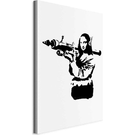 Tableau - Banksy Mona Lisa avec lance-roquettes (1 pièce) vertical (1/5)