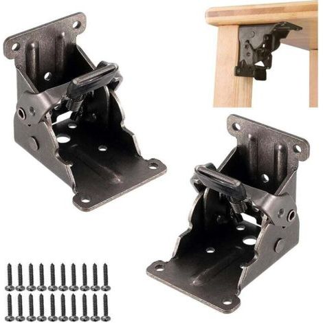 BUNTHAUS Set mit 2 selbstverriegelnden Scharnieren für Klapptischbeine, unsichtbar, abschließbar, für Schranktüren, für Bürostühle, schwarz.