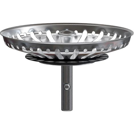 Panier d'égouttoir de cuisine 84 mm - Crépine universelle en acier inoxydable, bouchon de panier escamotable, bonde de 32 mm - Compatible lave-vaisselle, anti-obstruction, anti-débordement (1/5)