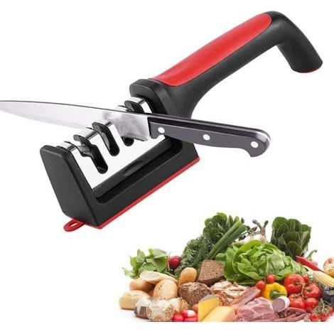 BelleRise – Manuelle Messerschärfer, professioneller 4-in-1-Messerschärfer, Scherenschärfer mit Basis (1/5)