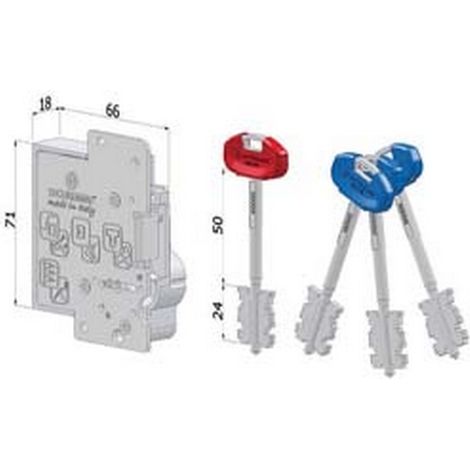 1PZ CUORE DI RICAMBIO DOPPIA MAPPA PER PORTE BLINDATE 25S - SX (25SXSZBXXXXXS56)