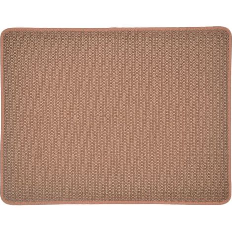 Tapis Litière Chat Bac à Litière pour Chats, Imperméable Non Toxique EVA,Double Couche en Nid d'abeille Design (3045cm, Marron) (1/5)