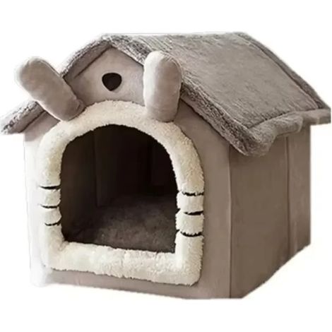 1-teiliges Hunde- und Katzenhaus aus Cordleder, geeignet für alle Jahreszeiten, abnehmbares und waschbares Hundebett. (1/5)