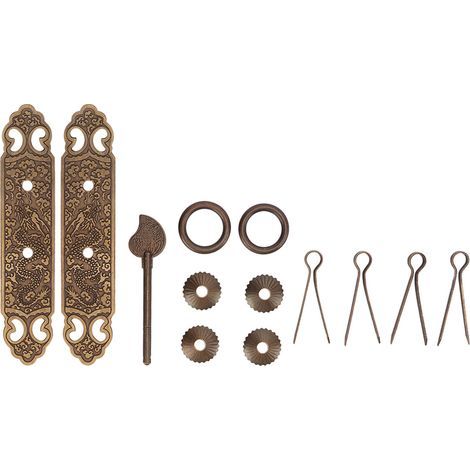 Sets chinesischer Türgriffe aus Bronze und Messing mit Glücksmotiv, vertikale Ausführung, für Schrankfronten, rechts angeschlagene Griffe (1/5)