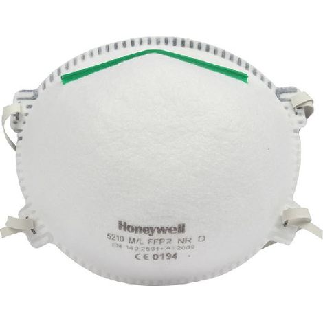 Masque respiratoire jetable Honeywell Safety FFP2 série 5210, avec clip nasal réglable, Blanc x 20 ( Prix pour Boîte de 20 )