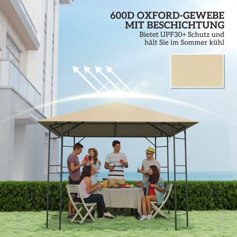 Voile de rechange pour tonnelle 3x3 m, imperméable, toit de remplacement UPF30+, tissu Oxford 370 g/m², beige, abri de jardin (1/5)