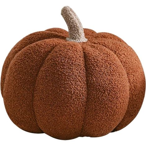 Coussin décoratif citrouille d'Halloween en peluche - Coussin citrouille doux et moelleux pour canapé - Décoration d'Halloween mignonne - 20 cm - marron (1/5)