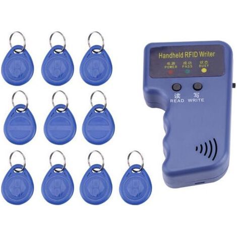 Lector/grabador/copiador/duplicador portátil de tarjetas RFID de 125 kHz + 6 tarjetas de acceso T5577 grabables, para lectores/etiquetas de identificación EM4100/EM410X de 125 kHz (1/5)