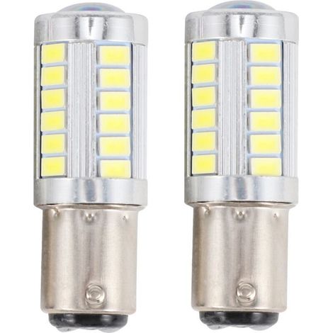 Ampoule LED 1157 P21 5W Bay15D 33 SMD 5730 Pour Feu Stop Clignotant Stationnement Blanc Xenon Lot De 2