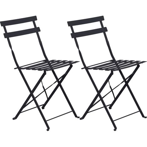 Lot de 2 chaises de jardin pliantes en métal gris - BACA