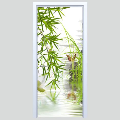 Adhesivo de tela para puerta Zen Agua y Plantas 588PD