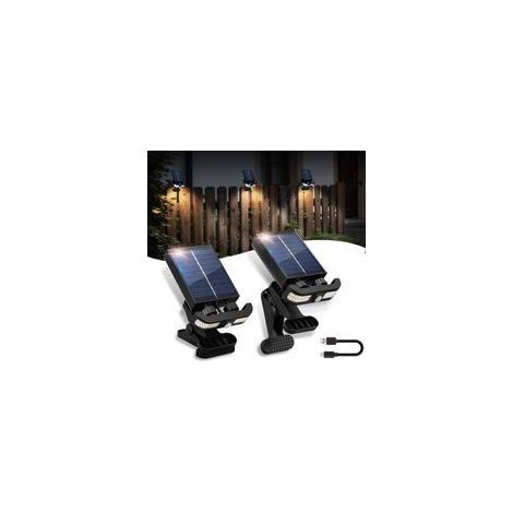 Lot de 2 6000K Lampe Solaire Extérieure avec Détecteur de Mouvement,Charge Solaire et USB,Indicateur LED pour Niveau de Batterie et Mode,IP55 Étanche (1/5)