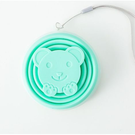 Tasse de salle de bain 200ml, tasse d'eau pliable en Silicone en forme d'ours, tasse à bouche rétractable Portable, salle de bain（Menthe verte）