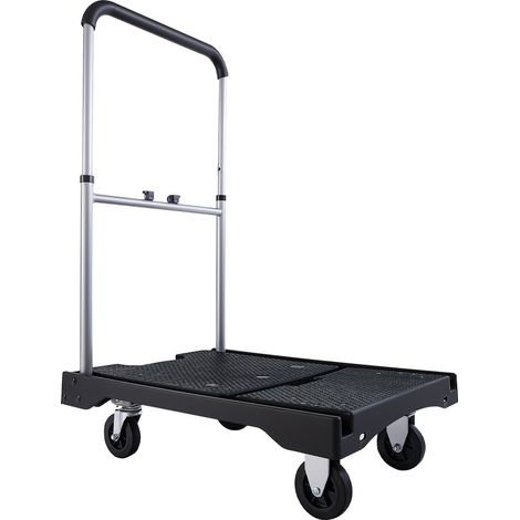 Chariot de manutention pliable, capacité de 149,69 kg, plateau pliable avec roues pivotantes, poignée de poussée réglable pour un rangement facile, 680 x 495 x 115 mm (1/5)