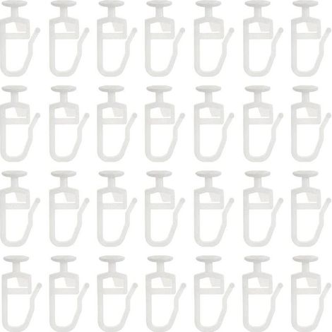 30 Pcs Crochet de Rideau Rail Glisseur Rail Rideau Poulie à Rideaux en Plastique Blanc pour Rideau de Douche Porte et Fenêtre (1/5)