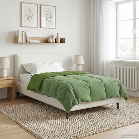 Ganzjahresbettdecke Gepolstert Grün 155 x 220 cm Mikrofaser