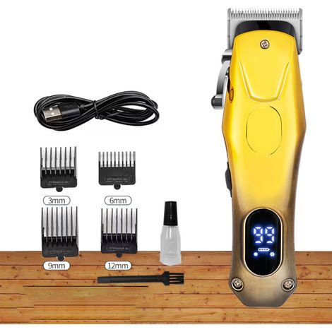 Tondeuse électrique professionnelle — Tondeuse avec lames auto-affûtantes en acier inoxydable, affichage LCD et micro-réglage de lame 4 niveaux (1/5)