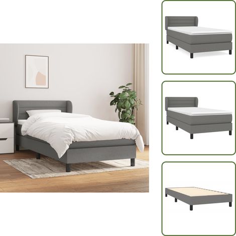Boxspringbett mit Matratze Dunkelgrau 90x200 cm Stoff - Boxspringbett - Doppelbett - Bettenrahmen - Lattenrost - Matratze (1/5)
