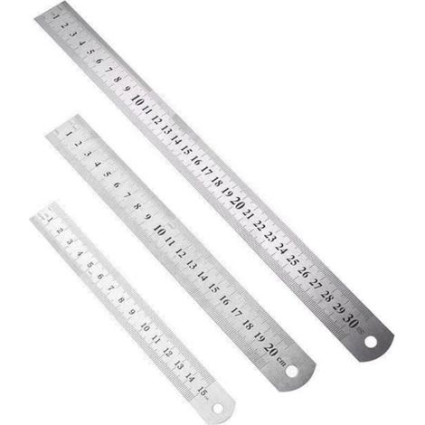 Lot de 3 Regle Metal Réglet Droite en Acier Inoxydable Réglet Métrique et Impérial Double Face Règle de Mesure de Précision Pour Technique,Enseignement et Dessin D'ingénierie (1/4)