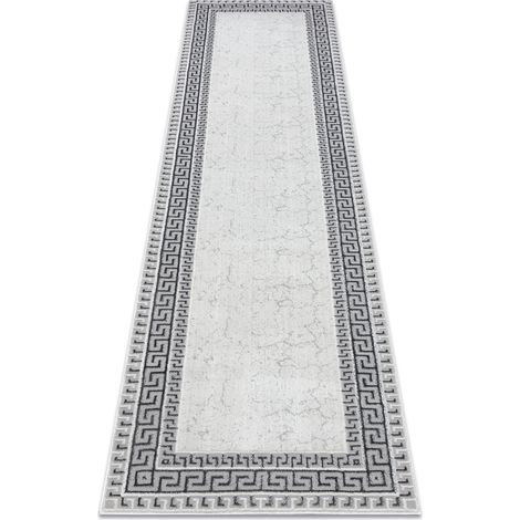Teppich, Läufer ALLURE 1960 Griechischer Schlüssel, Rahmen - Strukturell, stilvoll, glamourös weiß / grau grey 70x200 cm