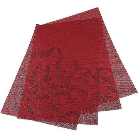 Tischsets aus PVC, strapazierfähig, abriebfest, rutschfest und abwaschbar – 4er-Set, 45,7 x 30,5 cm-Red