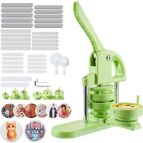 Buttonmaschine Knopfmachermaschine Badge Punch Press 32/58 mm rund, Pinmaker mit 200 Knopfteilen & Kreisschneider & Zauberbuch & verstärkter ergonomischer Griff, DIY Badge Press Machine grün (1/5)