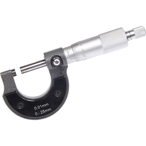 Micrómetro exterior de 0-25 mm, calibre de medición de alta precisión con resolución de 0,01 mm, herramienta de medición de diámetro exterior (sistema métrico) (1/5)