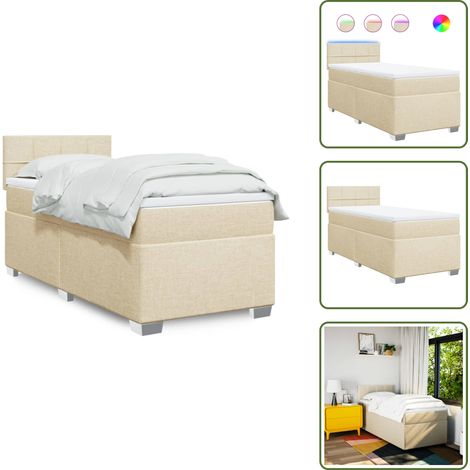 The Living Store Boxspringbett mit Matratze Creme 90x200 cm Stoff - Boxspringbett - Doppelbett - Bettenrahmen - Cremefarbenes Bett - Liegefläche 90x200 Cm (1/5)