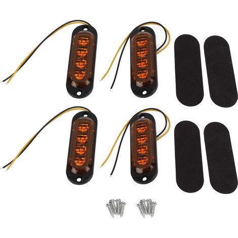 Feu Latéral à LED, 4 Feux Latéraux de Camion Haute luminosité 3000K IP65 LED étanches Installation Facile Lumière Flash d'urgence pour Camion 12-24V, Lumière Latérale de Camion. (1/5)