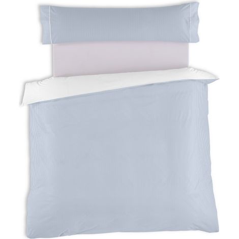 Conjunto de FUNDA NORDICA y funda de almohada Greta, color azul - Cama de 150 (2 piezas) - 100% algodón - 200 hilos. Gramage: 125 (1/4)