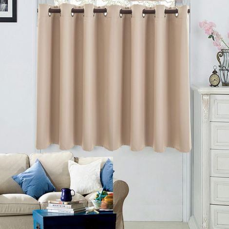 1 Rideau Court Œillets Beige 46x74cm Occultant Pour Cuisine Fenêtre Salle De Bain
