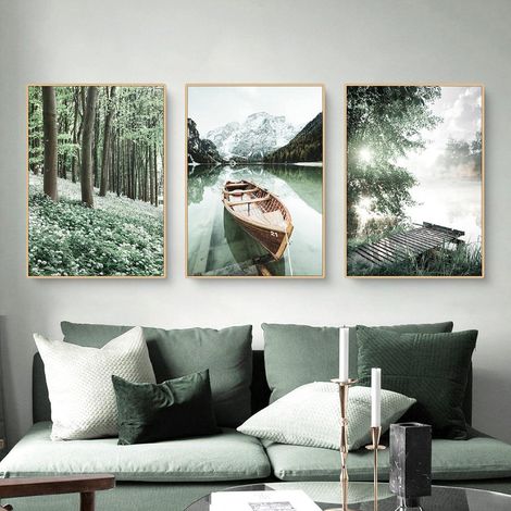 Poster Set 3teilig Aesthetic See Wald Blume Wandbilder B 21x30cm (1/5)