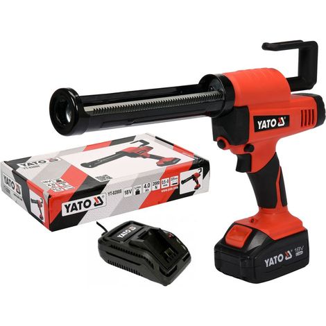 YATO Professionelle Kartuschenpresse - Vielseitige Kartuschen- und Siliconpistole für präzises Arbeiten Siliconpresse 18V 4,0 AH-AKKU + Ladegerät (1/5)