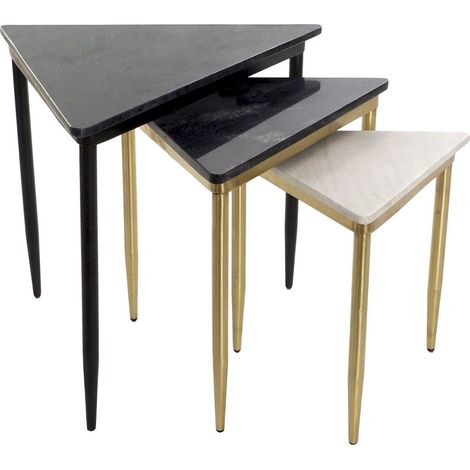 Table gigogne marbre pour élégance intemporelle - Noir marbré avec finitions dorées (1/5)