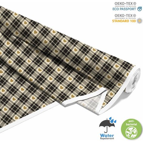 OUTDOOR DEKOSTOFFE OXFORD - Motiv kariert und herzen I DX339