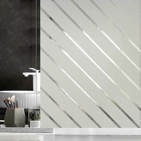 Privacy Window Film Blackout Window Film Window Film Diagonal Stripe Pattern 45200cmStatic Cling Window Film Non Adhesive Anti-UV Window Film for Kitc (1/5)