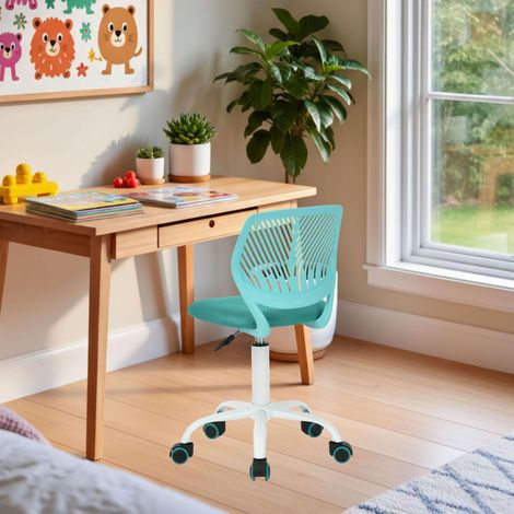 FurnitureR Sedia per bambini regolabile in altezza per scrivania, ergonomica, colorata con schienale e braccioli, sedia girevole a 5 ruote, per bambini da 3 a 10 anni, portata fino a 100 kg (1/4)