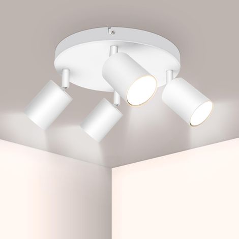 Plafonnier LED 4 Spots Orientables GU10 Spots de Plafond Ronde Luminaire Plafonnier Blanc Applique Plafond Interieur Salon Cuisine Chambre Salon (1/5)