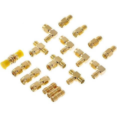 Set mit 18 Steckverbindern (SMA-Stecker/-Buchse) mit Koaxialadapter und Antennenkonverter, inklusive einer RF X3UF Staubschutzkappe. (1/5)